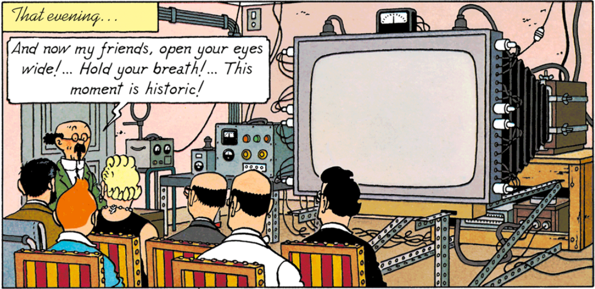 Tournesol présente le super color Tryphonar dans Les Bijoux de la Castafiore